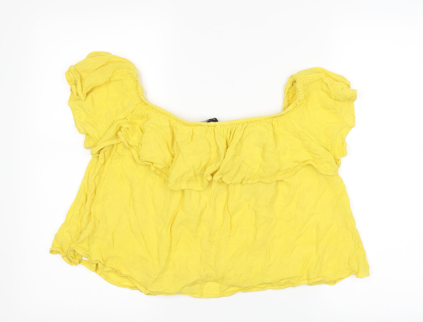 New Look Womens Yellow   Cropped T-Shirt Size 12