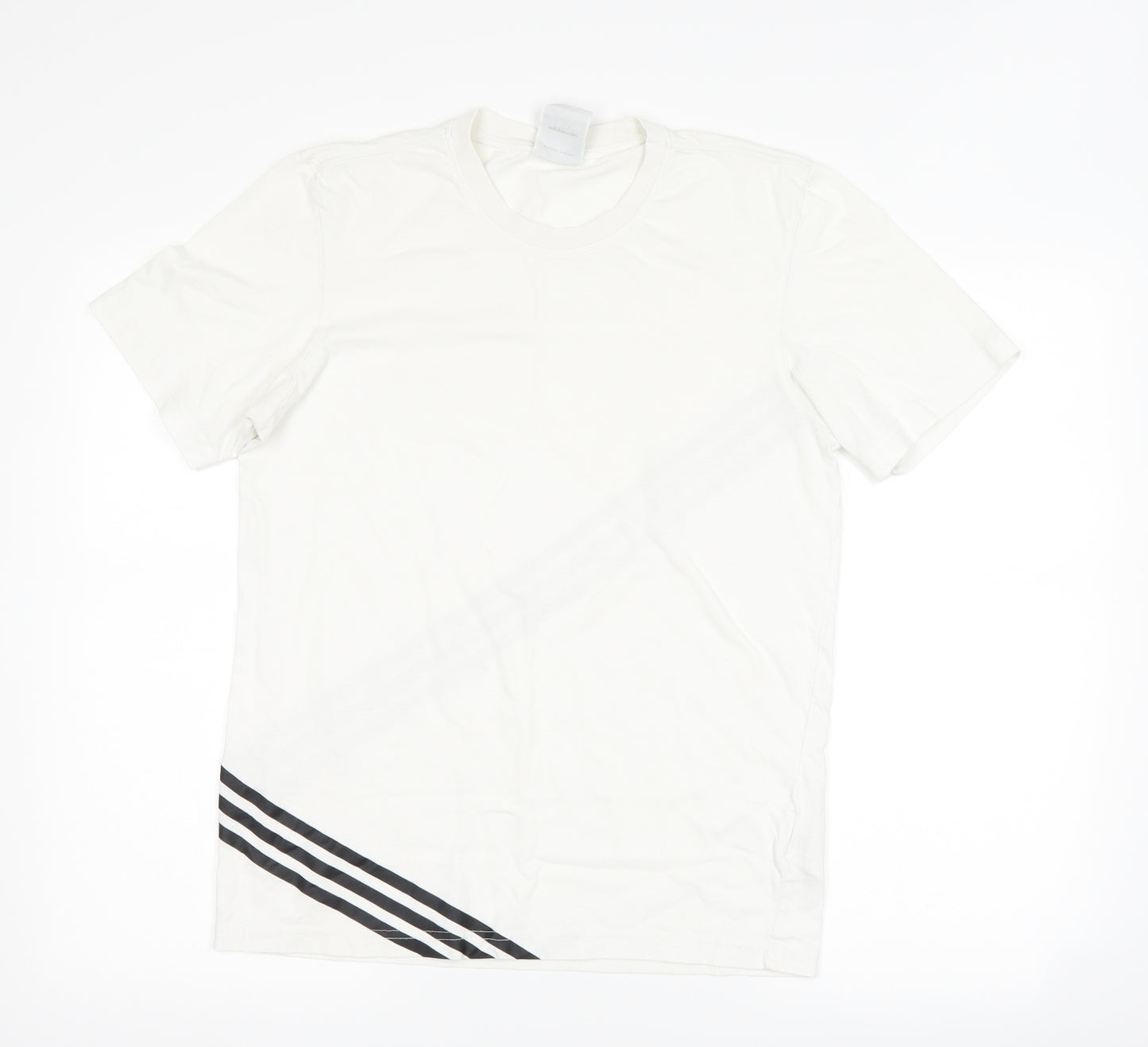 adidas Mens White Striped   T-Shirt Size S