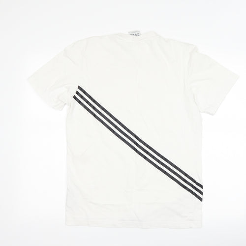 adidas Mens White Striped   T-Shirt Size S