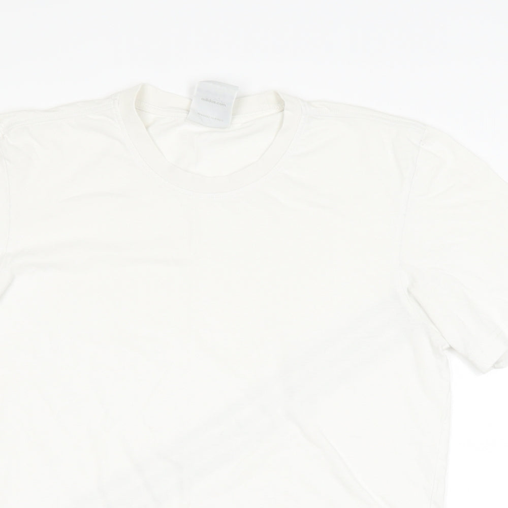 adidas Mens White Striped   T-Shirt Size S