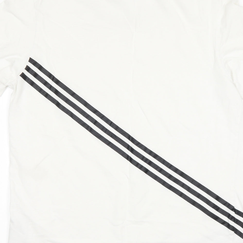 adidas Mens White Striped   T-Shirt Size S