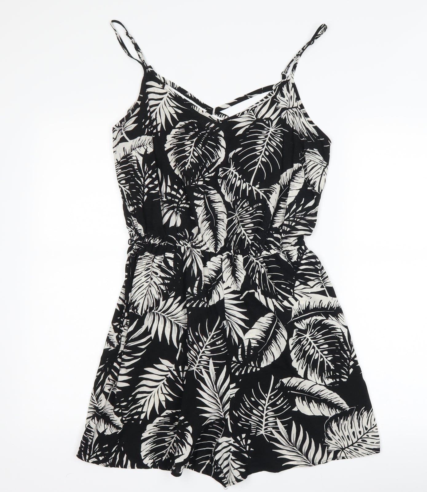 F&F Womens Black Floral  Playsuit One-Piece Size 12
