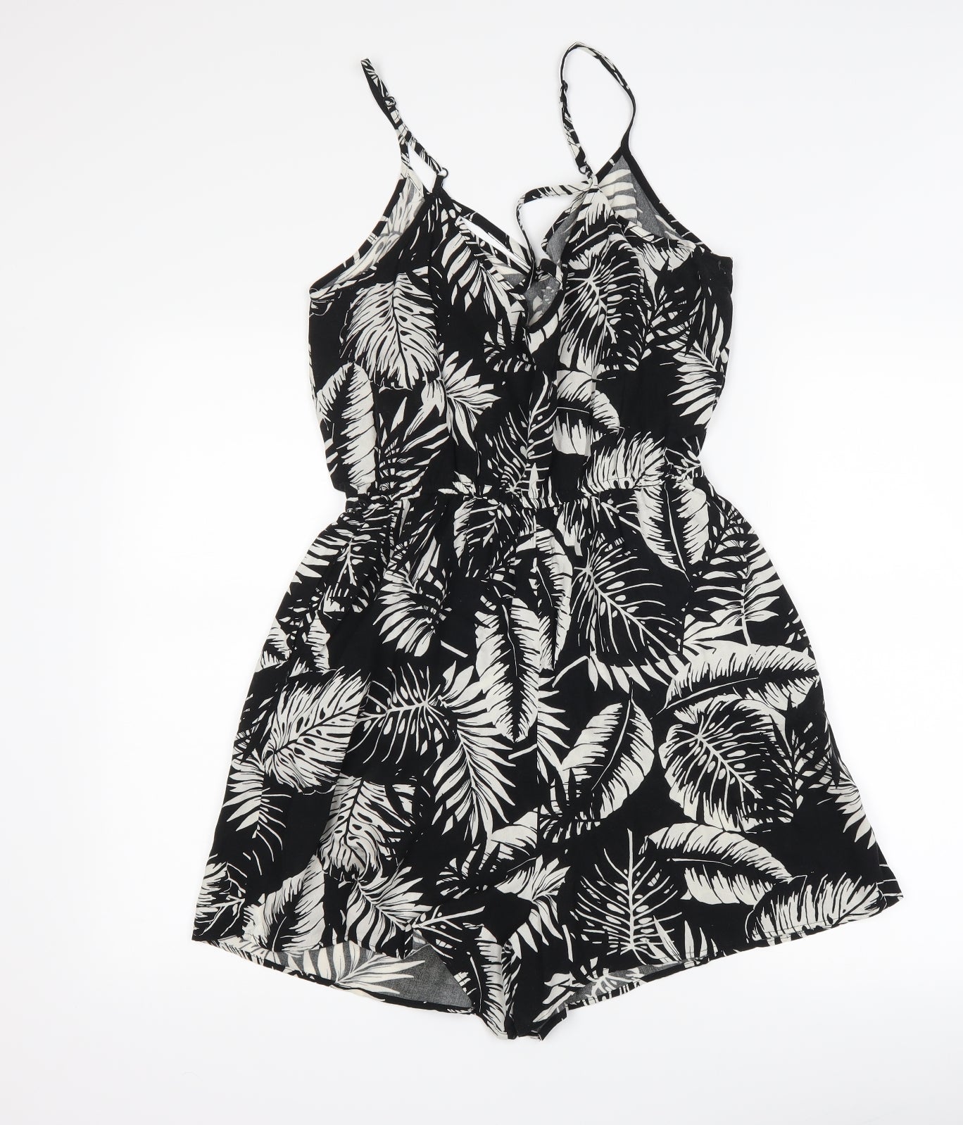 F&F Womens Black Floral  Playsuit One-Piece Size 12