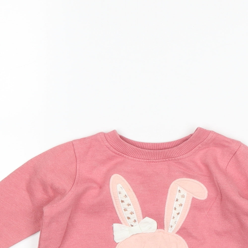 Primark Girls Pink   Pullover Jumper Size 9-12 Months  - bunny