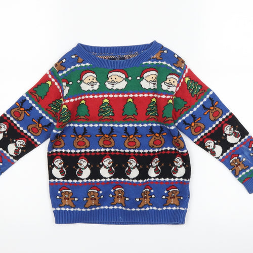 NEXT Boys Blue   Pullover Jumper Size 18-24 Months  - Christmas Icons