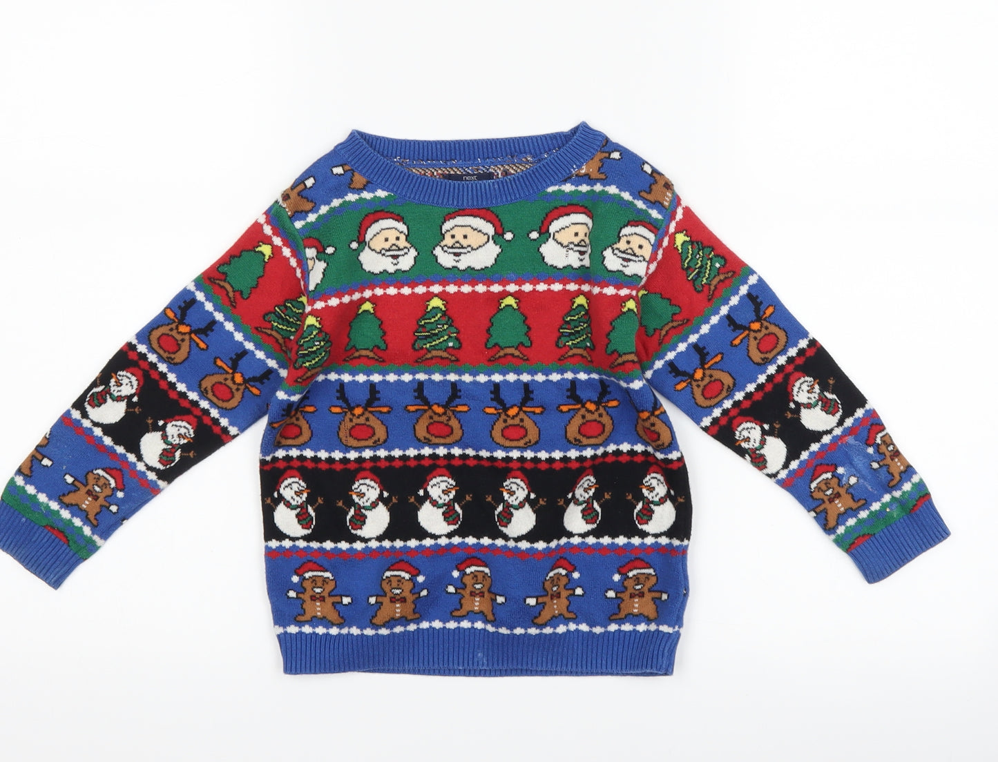 NEXT Boys Blue   Pullover Jumper Size 18-24 Months  - Christmas Icons