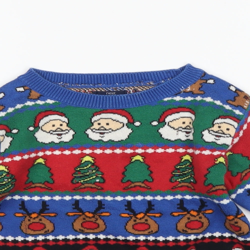 NEXT Boys Blue   Pullover Jumper Size 18-24 Months  - Christmas Icons