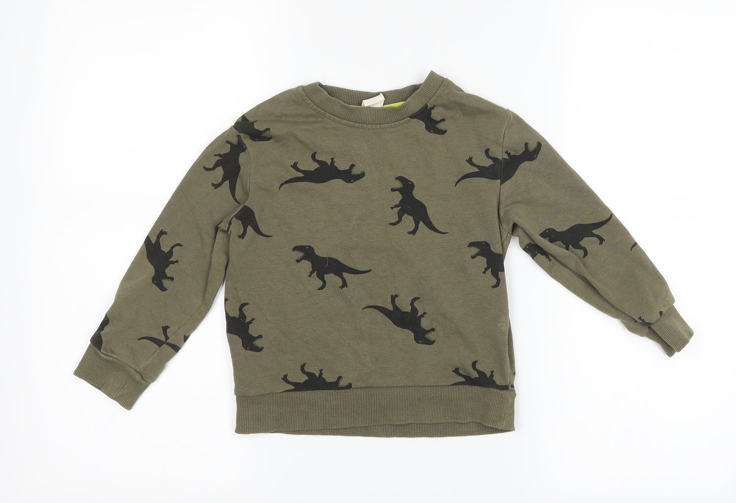 H&M Boys Green   Pullover Sweatshirt Size 3-4 Years  - dinosaur