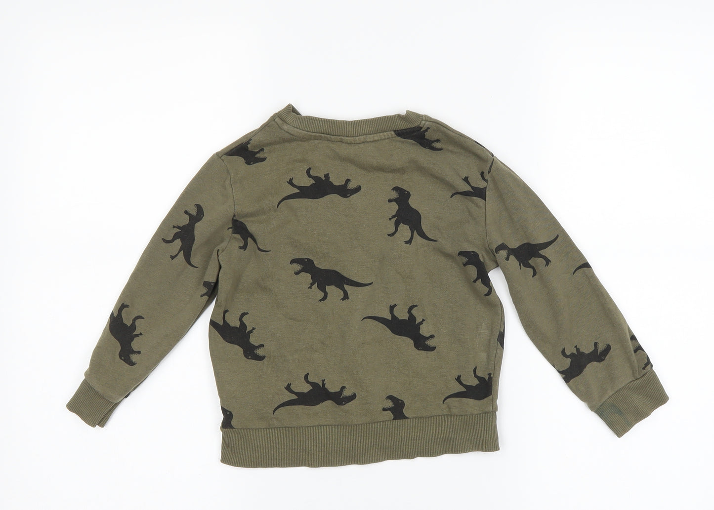 H&M Boys Green   Pullover Sweatshirt Size 3-4 Years  - dinosaur