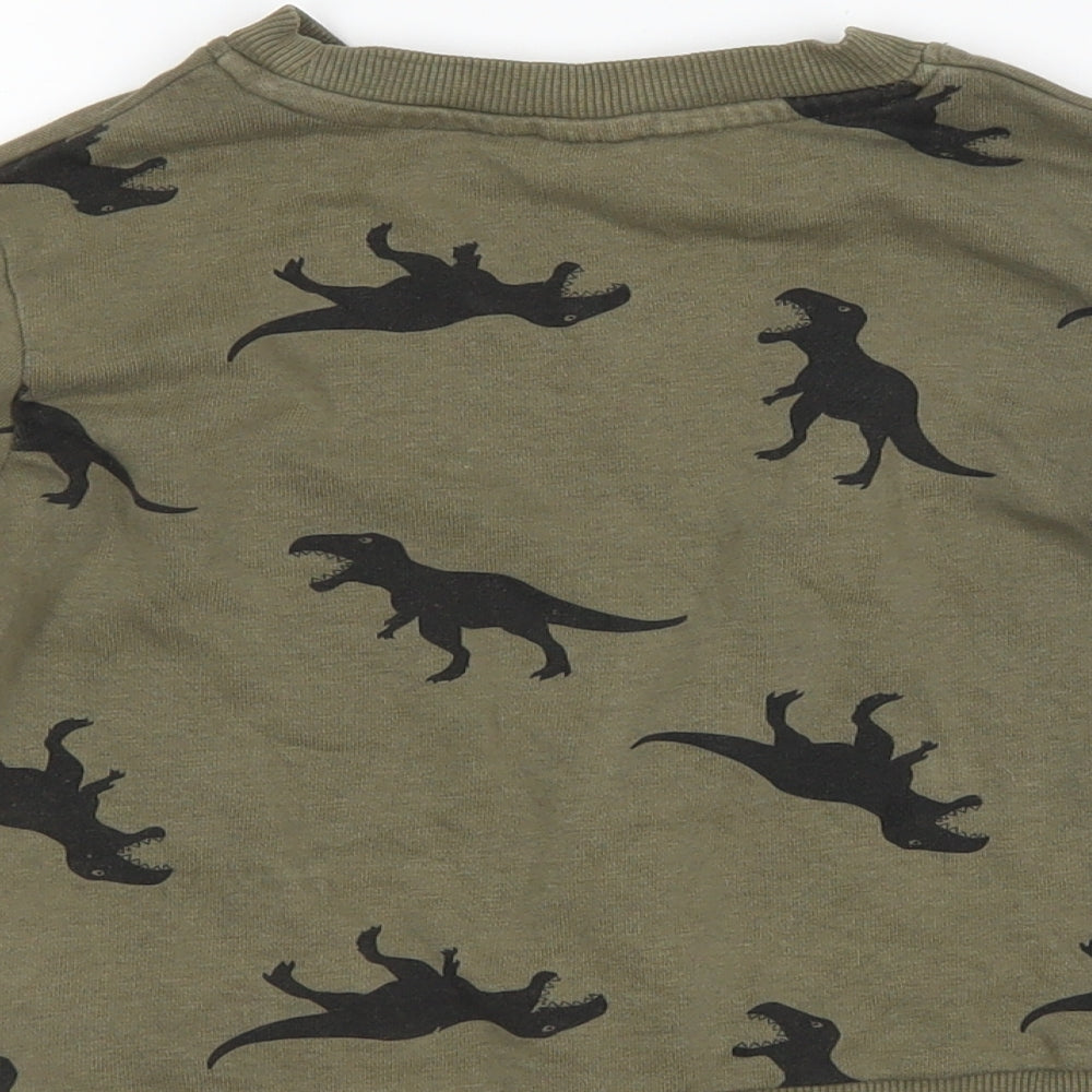 H&M Boys Green   Pullover Sweatshirt Size 3-4 Years  - dinosaur