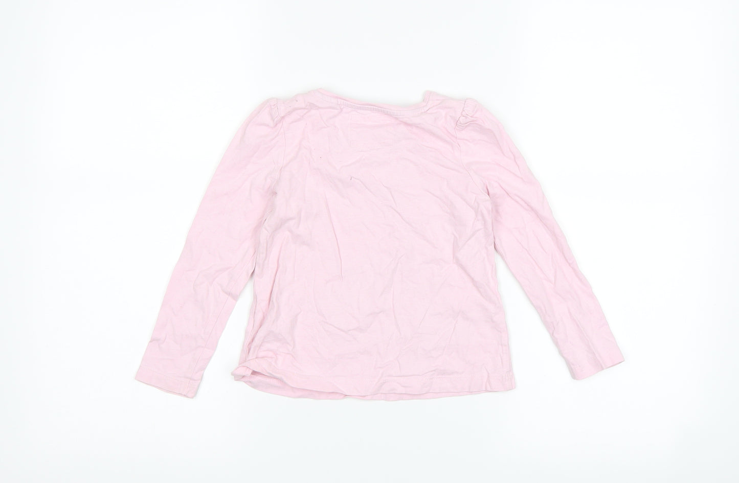 TU Girls Pink   Basic T-Shirt Size 3-4 Years  - girl and penguin