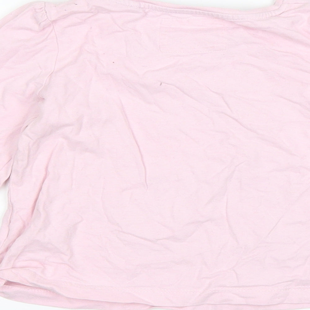 TU Girls Pink   Basic T-Shirt Size 3-4 Years  - girl and penguin