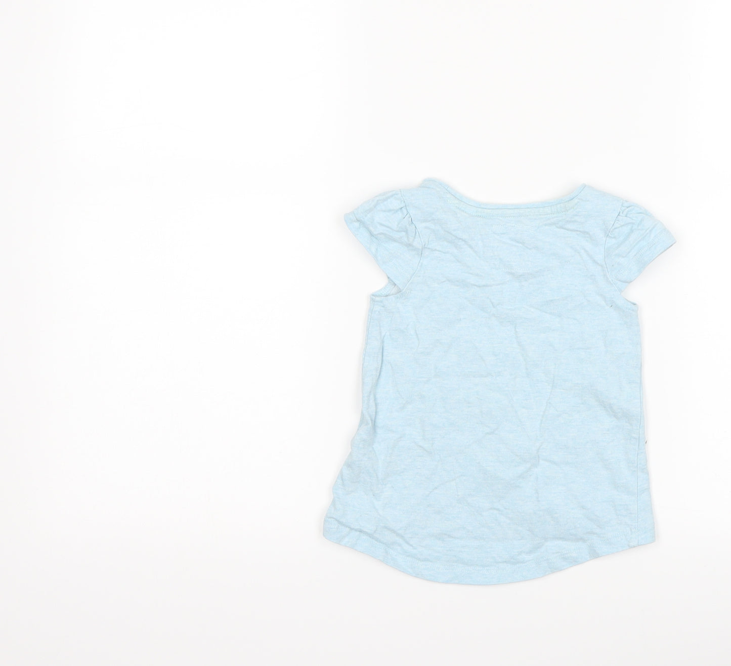 TU Girls Blue Floral  Basic T-Shirt Size 9-12 Months  - love heart