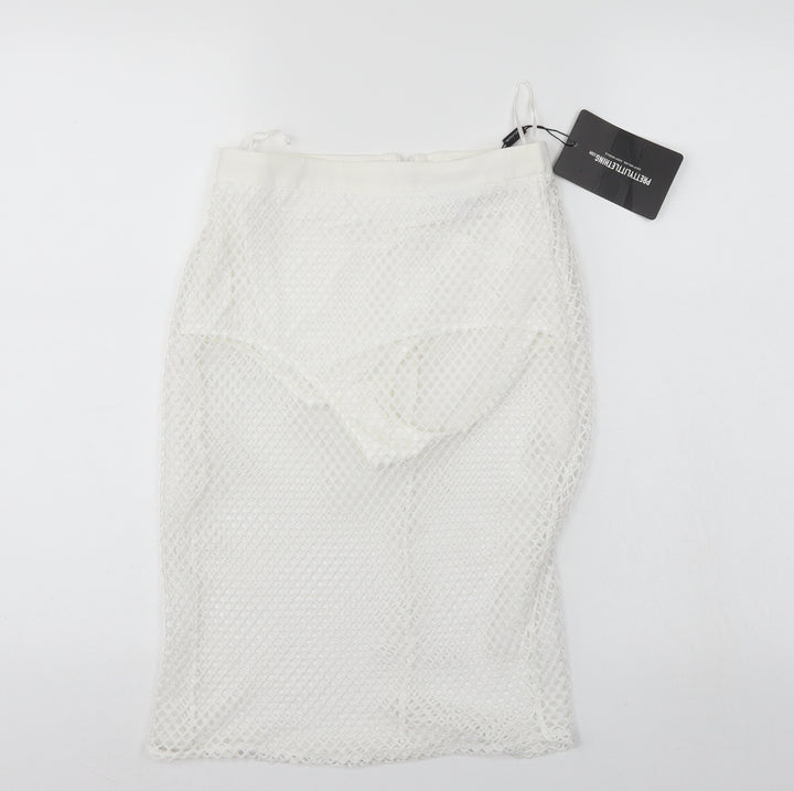 Pretty little thing Womens White A-Line Skirt Size 6 - Fishnet