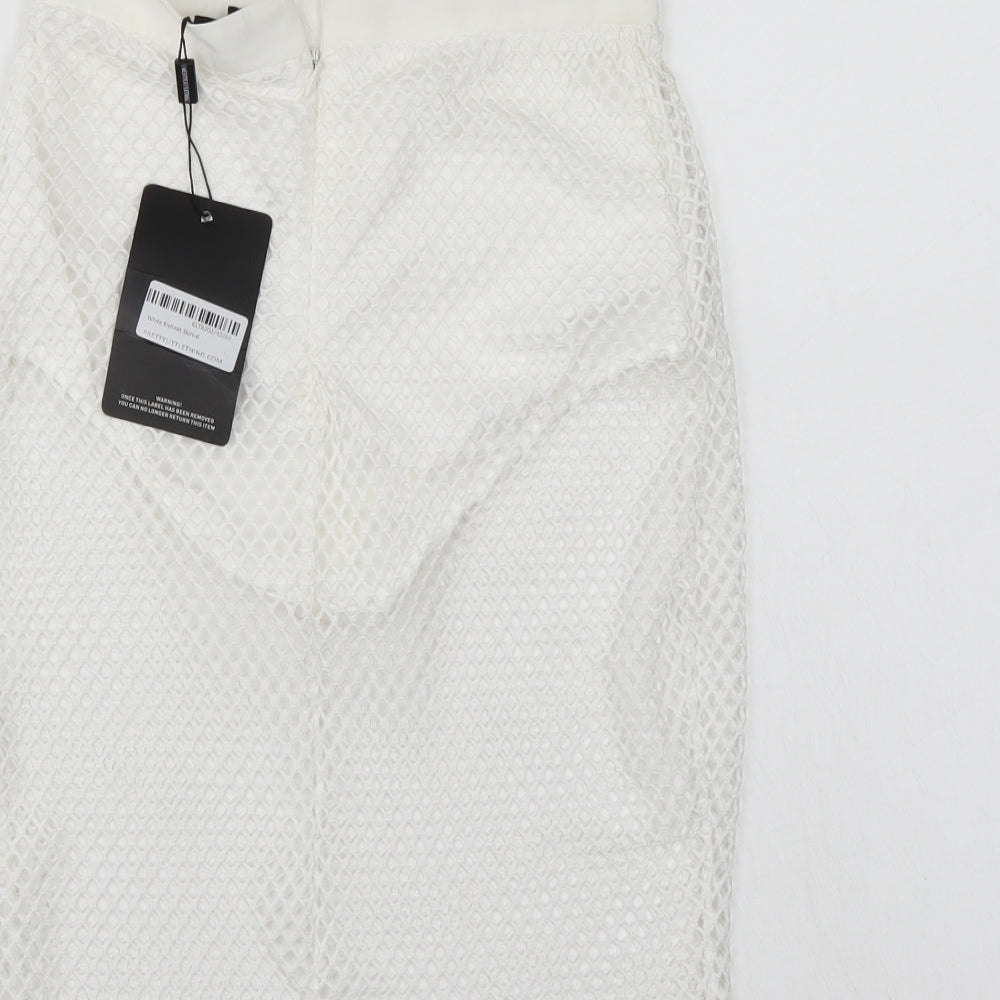 Pretty little thing Womens White   A-Line Skirt Size 6  - Fishnet