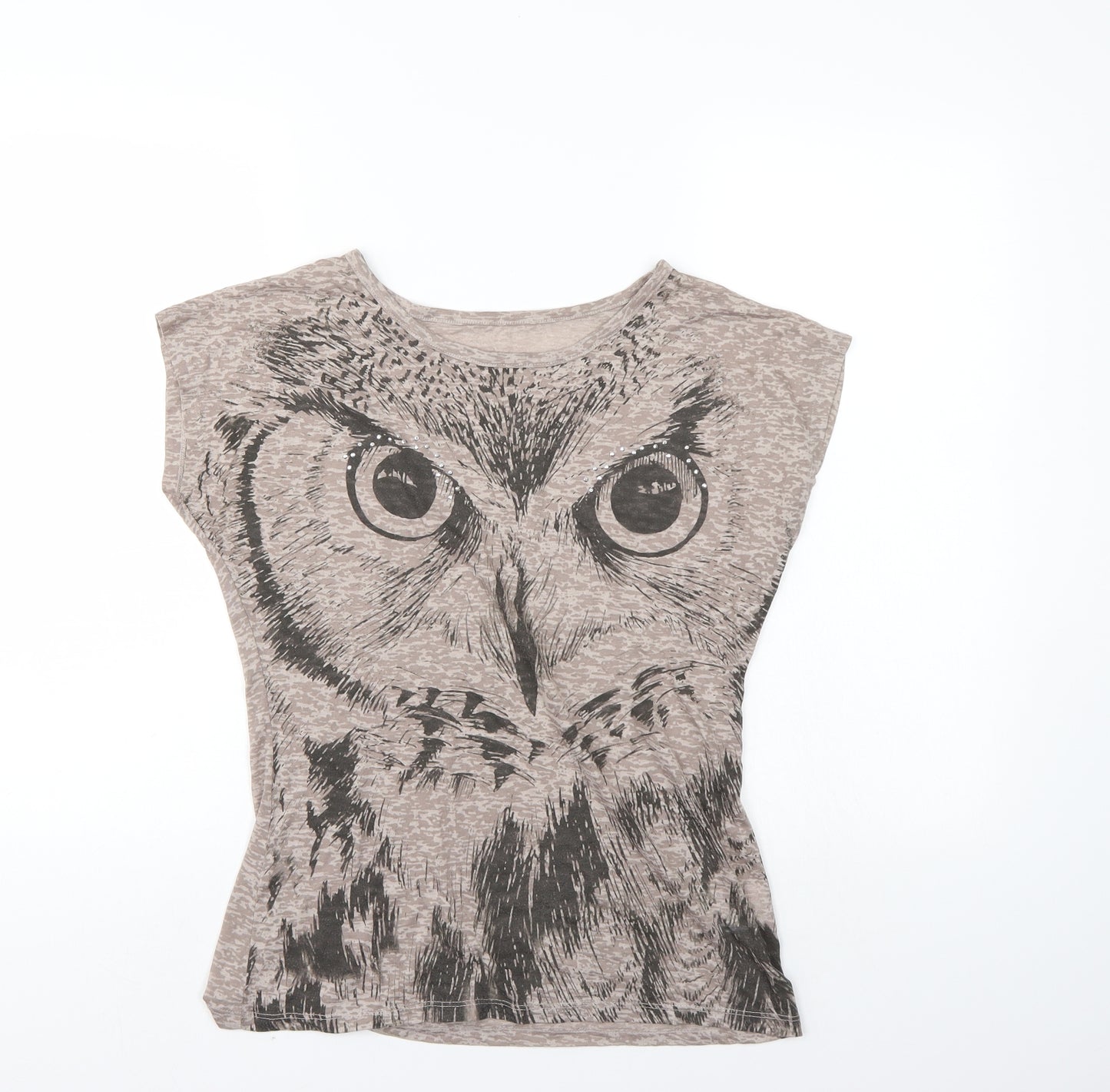 Papaya Womens Brown Animal Print  Basic T-Shirt Size 10