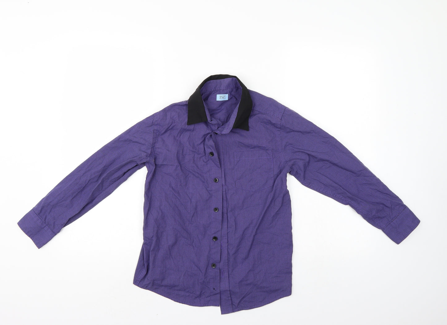 F&F Boys Purple Check  Basic Dress Shirt Size 9-10 Years