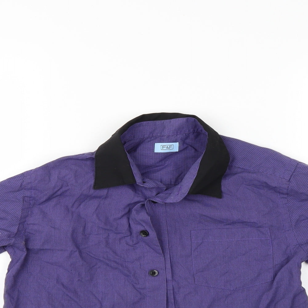 F&F Boys Purple Check  Basic Dress Shirt Size 9-10 Years