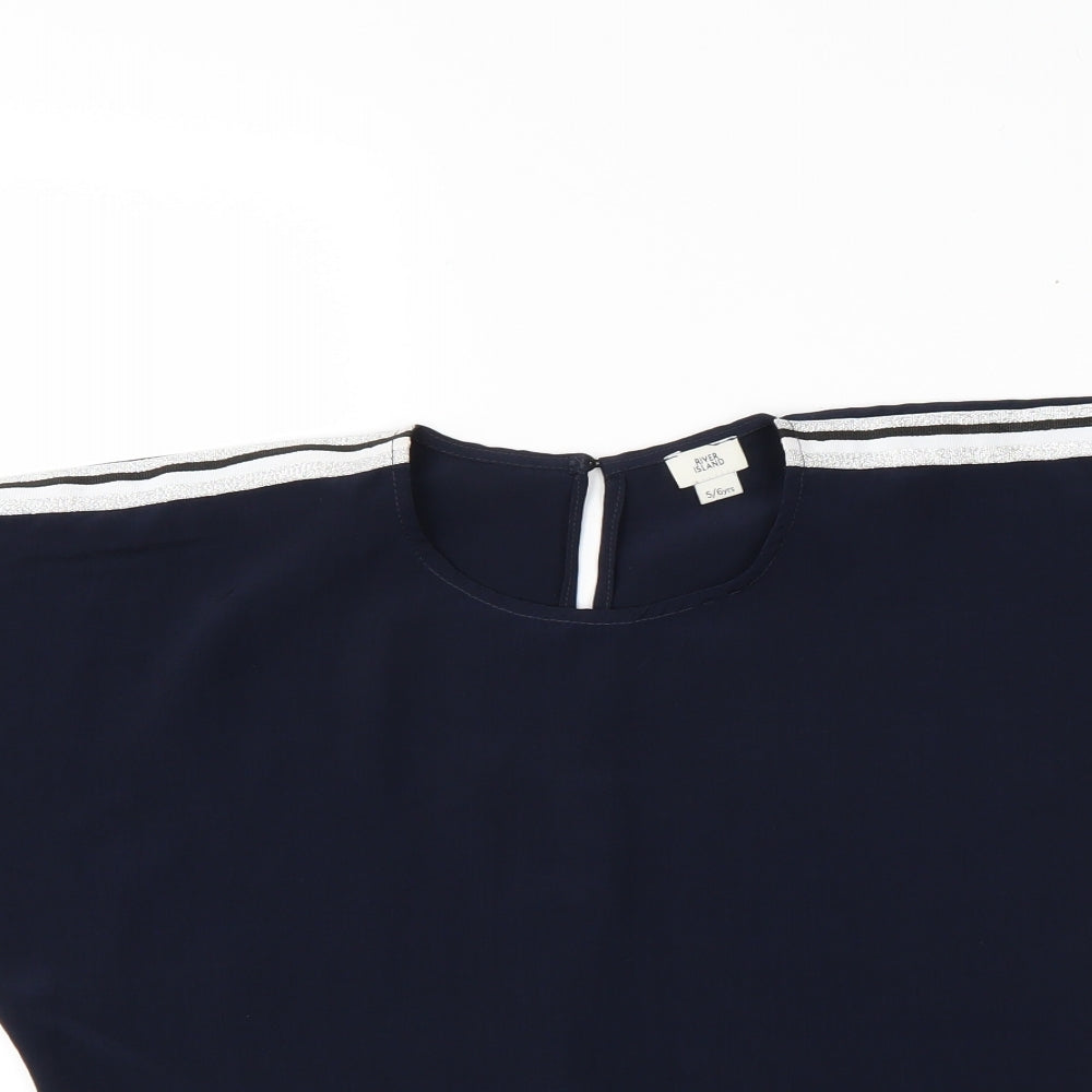 River Island Girls Blue   Basic Blouse Size 5-6 Years  - batwing