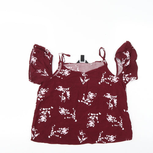 New Look Girls Red Floral  Basic Blouse Size 14 Years