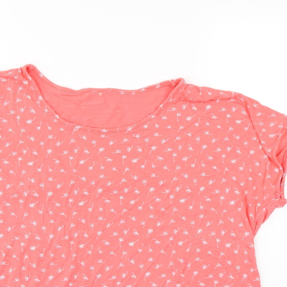 Preworn Girls Orange Floral  Basic Blouse Size 12-13 Years