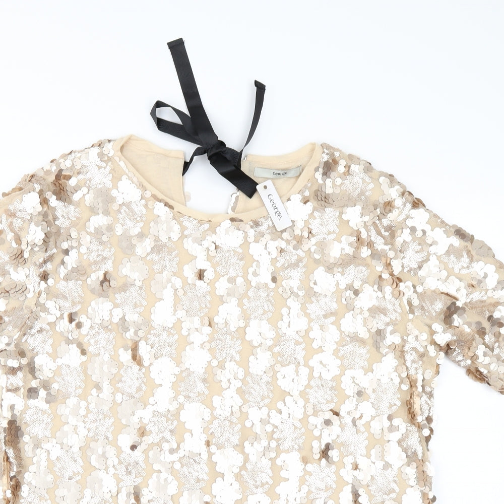 George Womens Beige   Tunic Blouse Size 16
