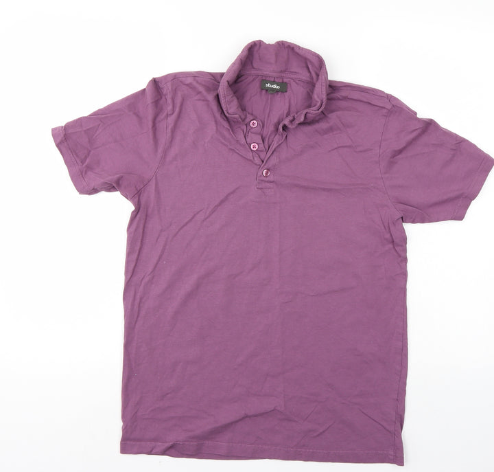 Studio Mens Purple Polo Size M