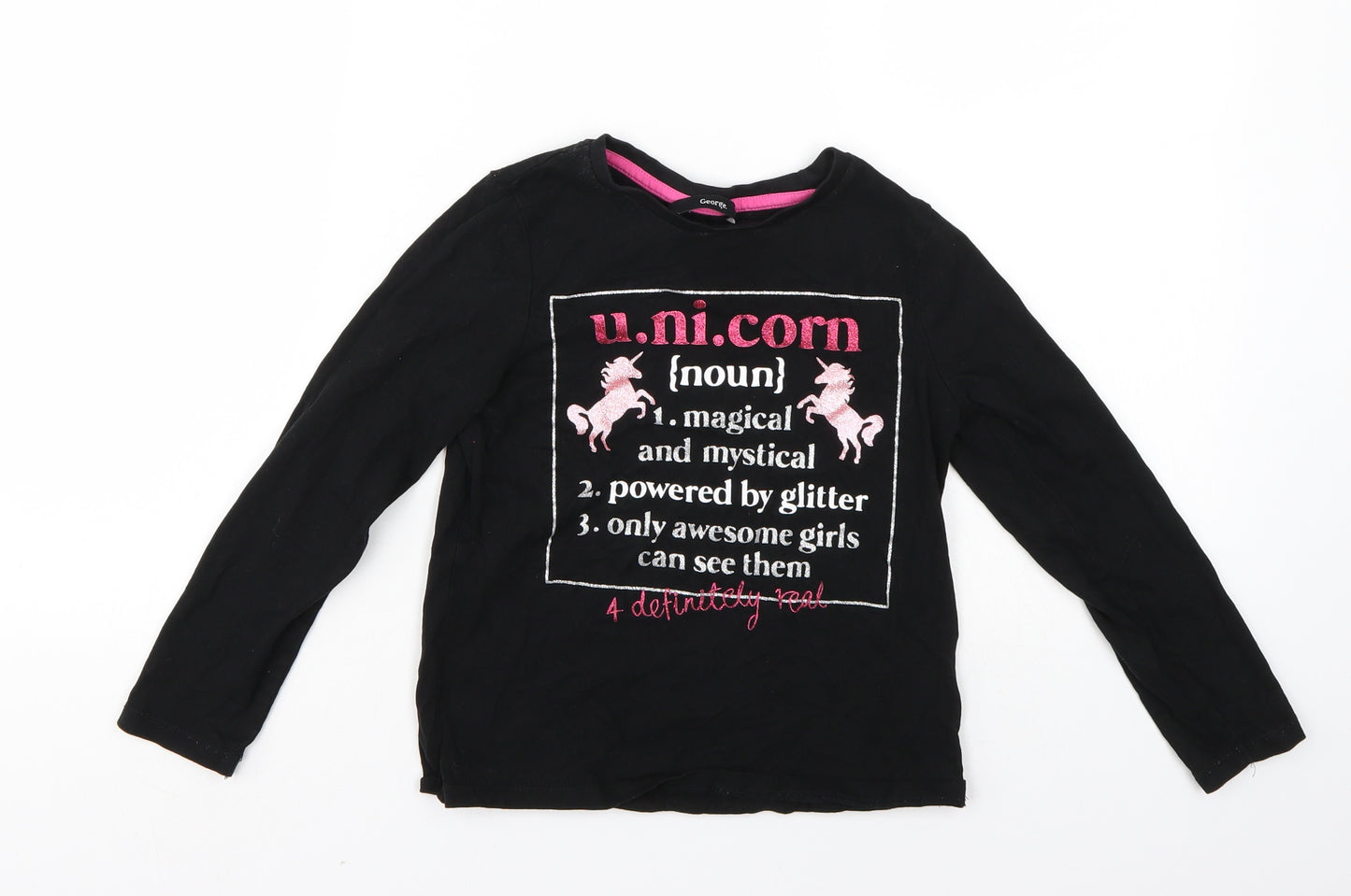 George Girls Black   Pullover Sweatshirt Size 8-9 Years