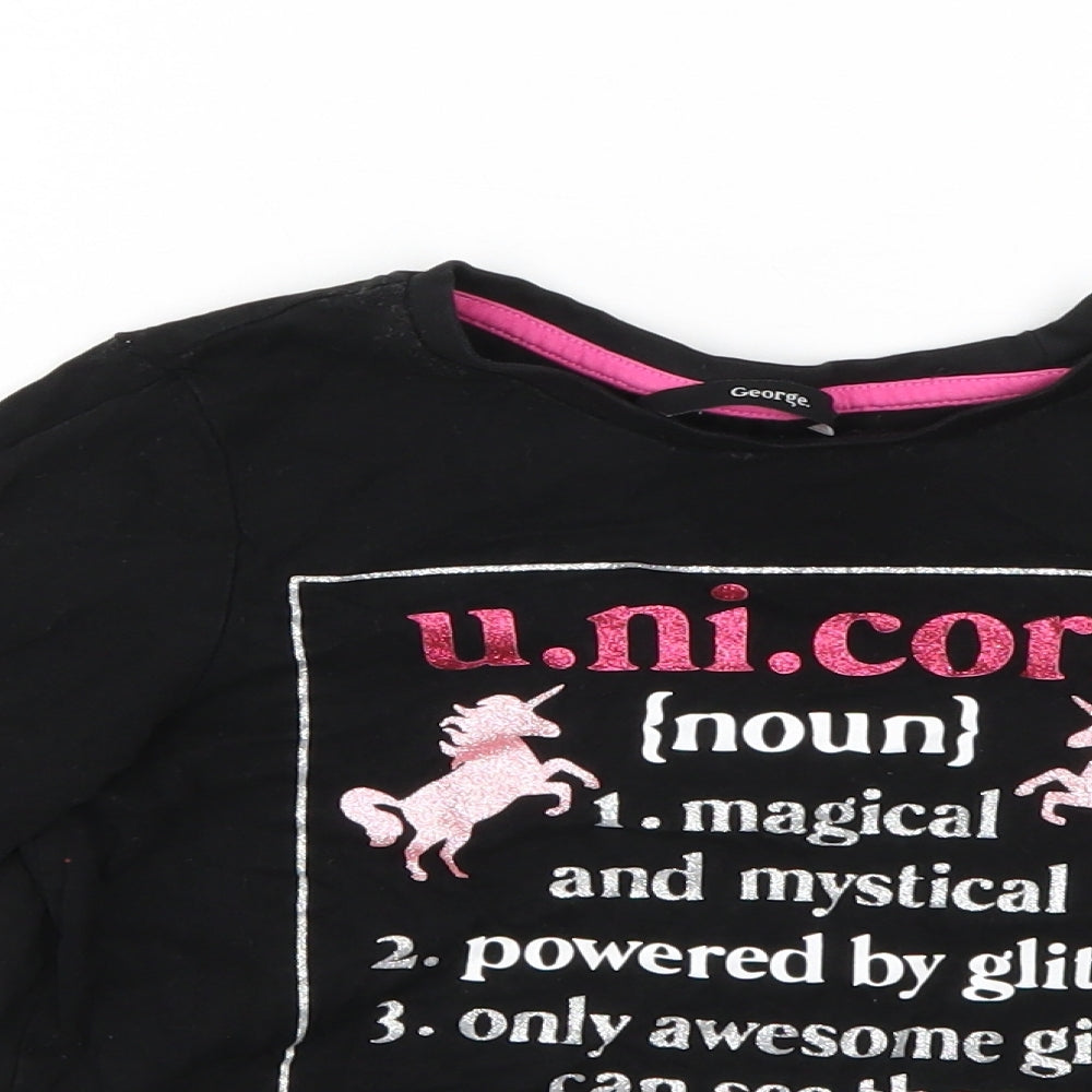 George Girls Black   Pullover Sweatshirt Size 8-9 Years