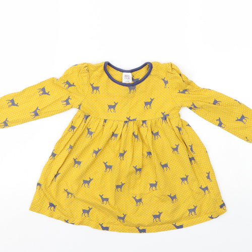 Mini Club Girls Yellow Animal Print  T-Shirt Dress  Size 9-10 Years
