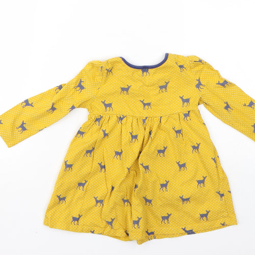 Mini Club Girls Yellow Animal Print  T-Shirt Dress  Size 9-10 Years