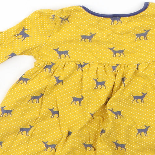 Mini Club Girls Yellow Animal Print  T-Shirt Dress  Size 9-10 Years