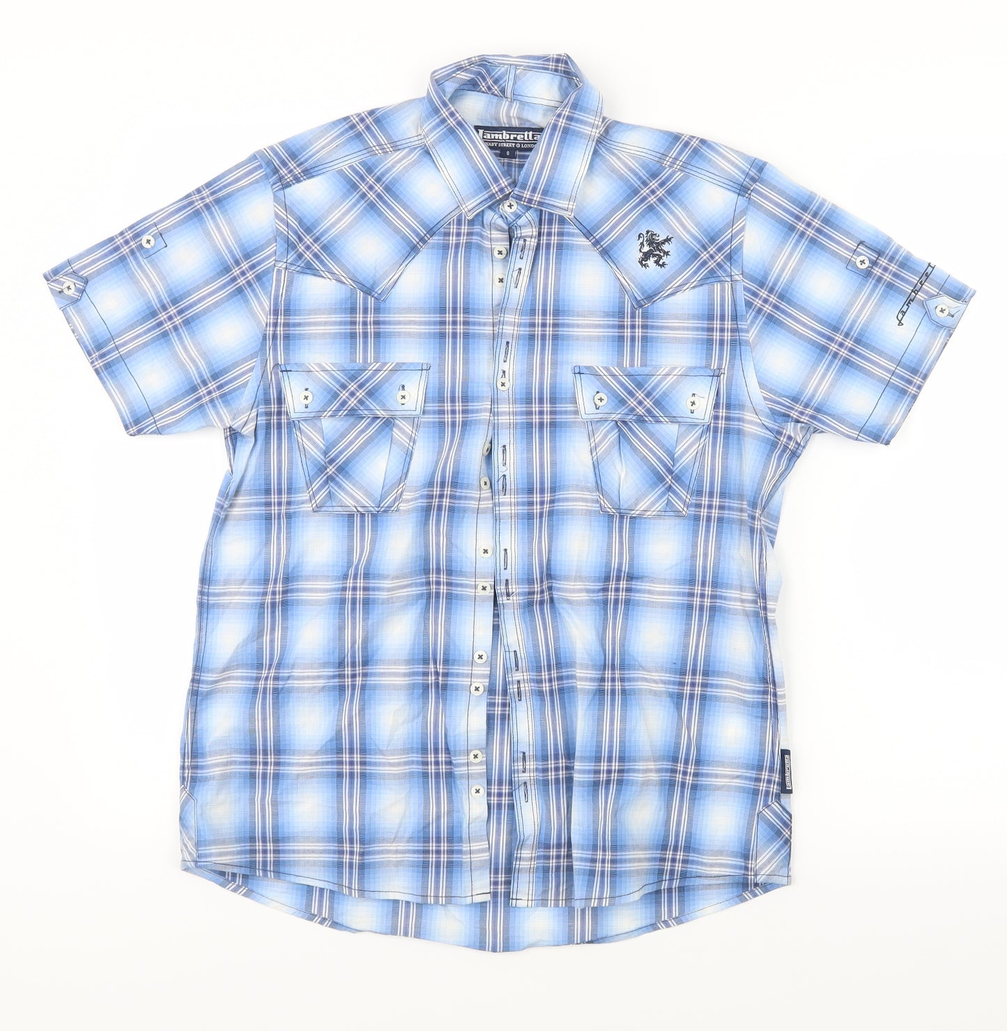 Lambretta Mens Blue Check   Button-Up Size S