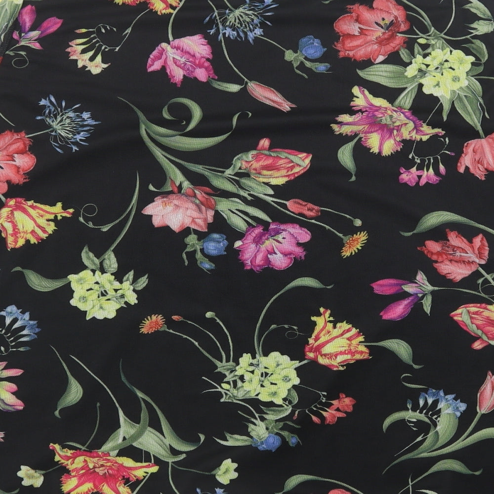 Dorothy Perkins Womens Black Floral Mesh Basic Blouse Size 18