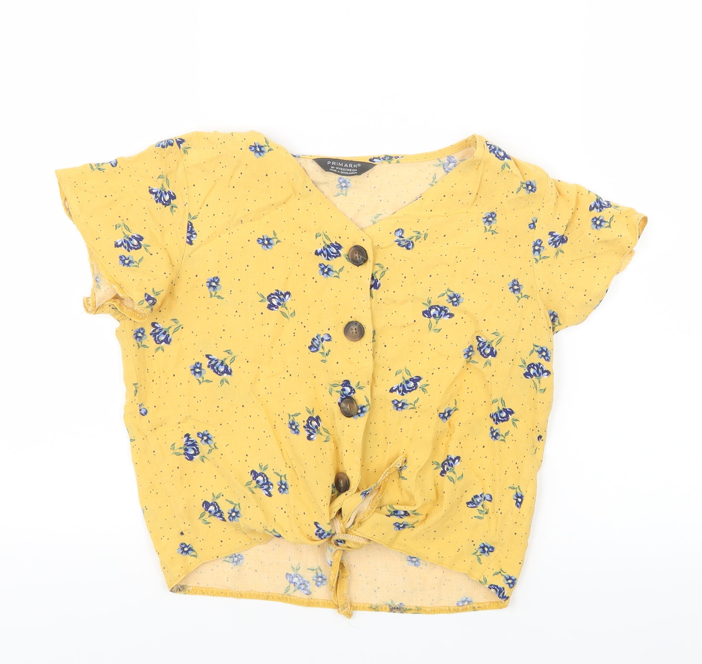 Primark Girls Yellow Floral  Basic T-Shirt Size 10-11 Years
