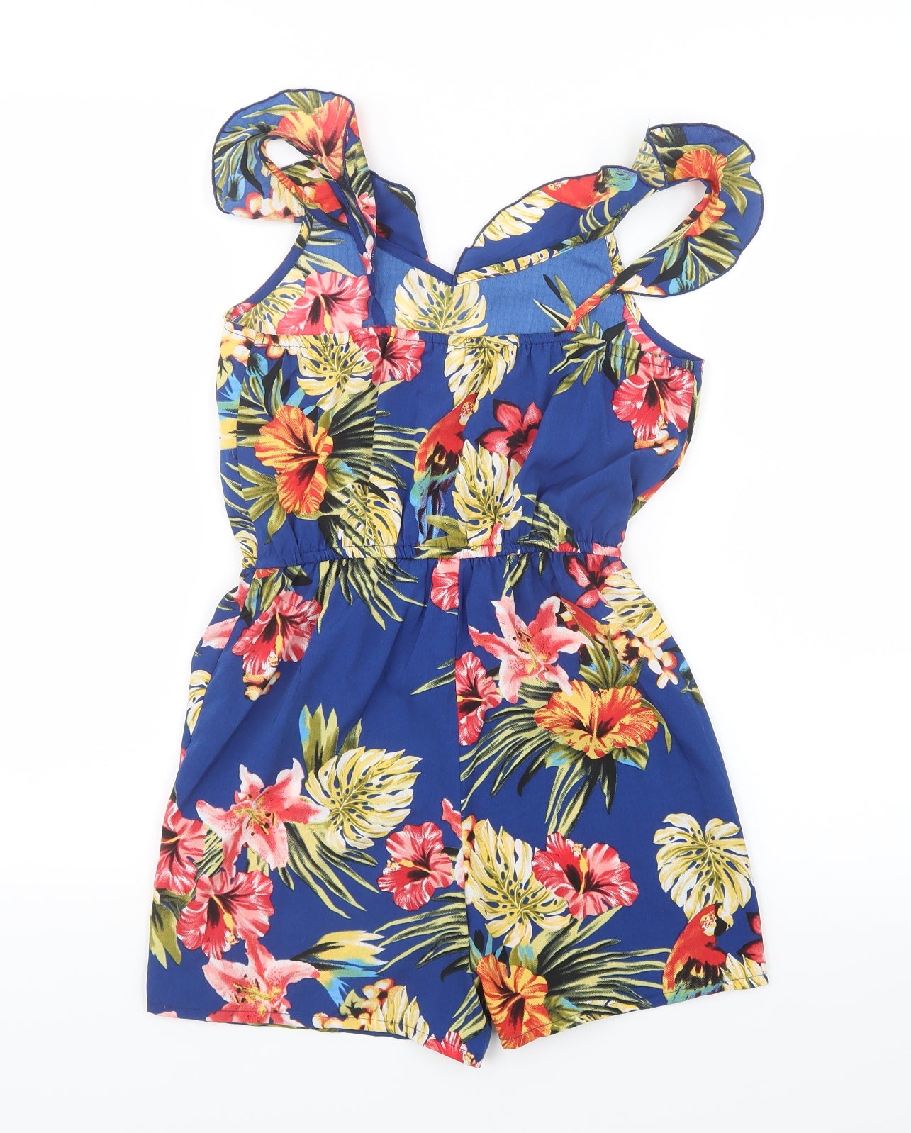 Primark Girls Blue Floral  Playsuit One-Piece Size 10-11 Years