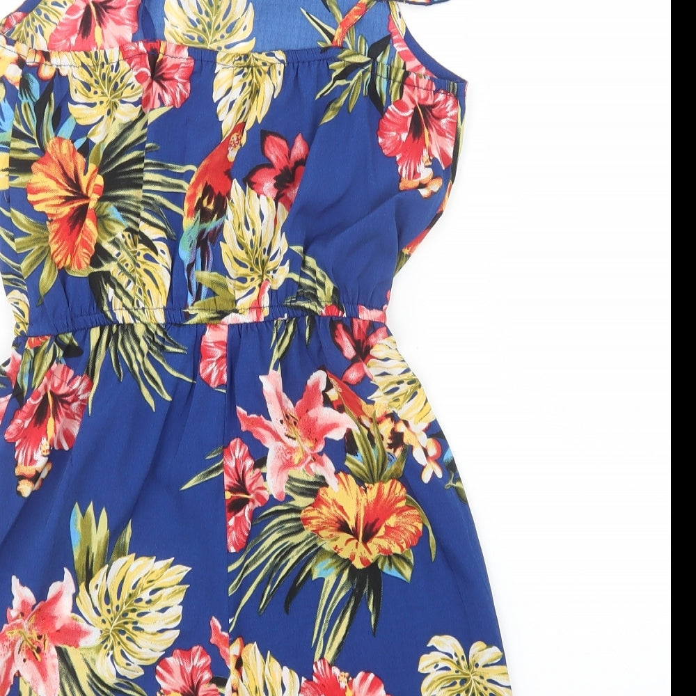 Primark Girls Blue Floral  Playsuit One-Piece Size 10-11 Years