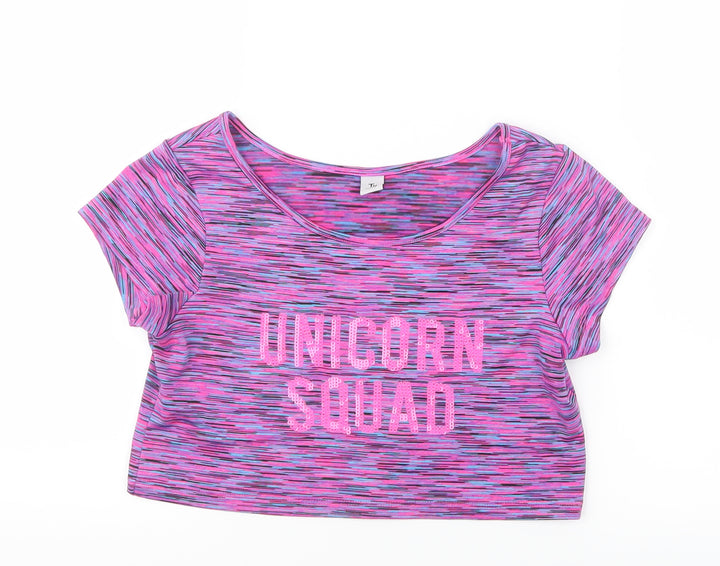 TU Girls Purple   Cropped T-Shirt Size 10 Years  - Unicorn