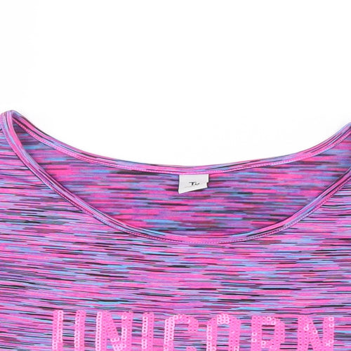 TU Girls Purple   Cropped T-Shirt Size 10 Years  - Unicorn