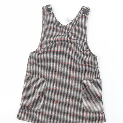 TU Girls Black Houndstooth  Pinafore/Dungaree Dress  Size 3 Years