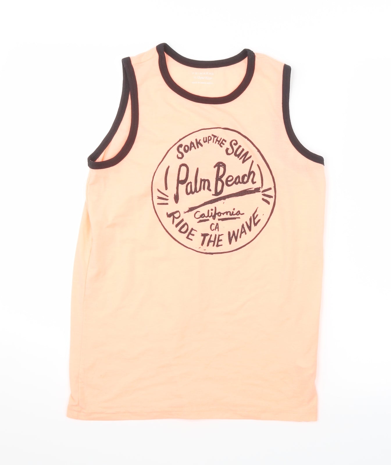 Primark Boys Orange   Basic Tank Size 11-12 Years  - Neon