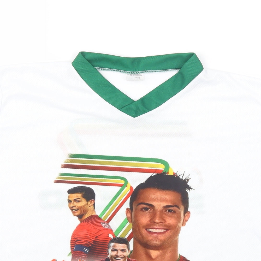 Preworn Boys White   Basic T-Shirt Size 8 Years  - Cristiano Ronaldo