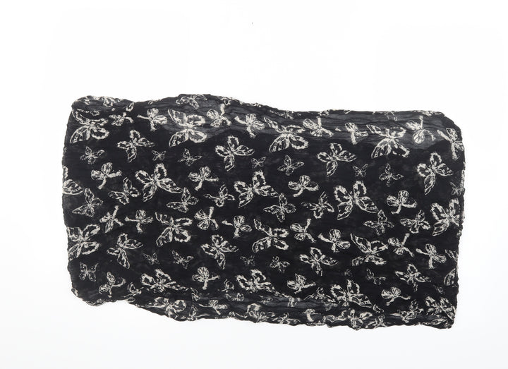 Preworn Womens Black Geometric Scarf - Butterflies, Snood