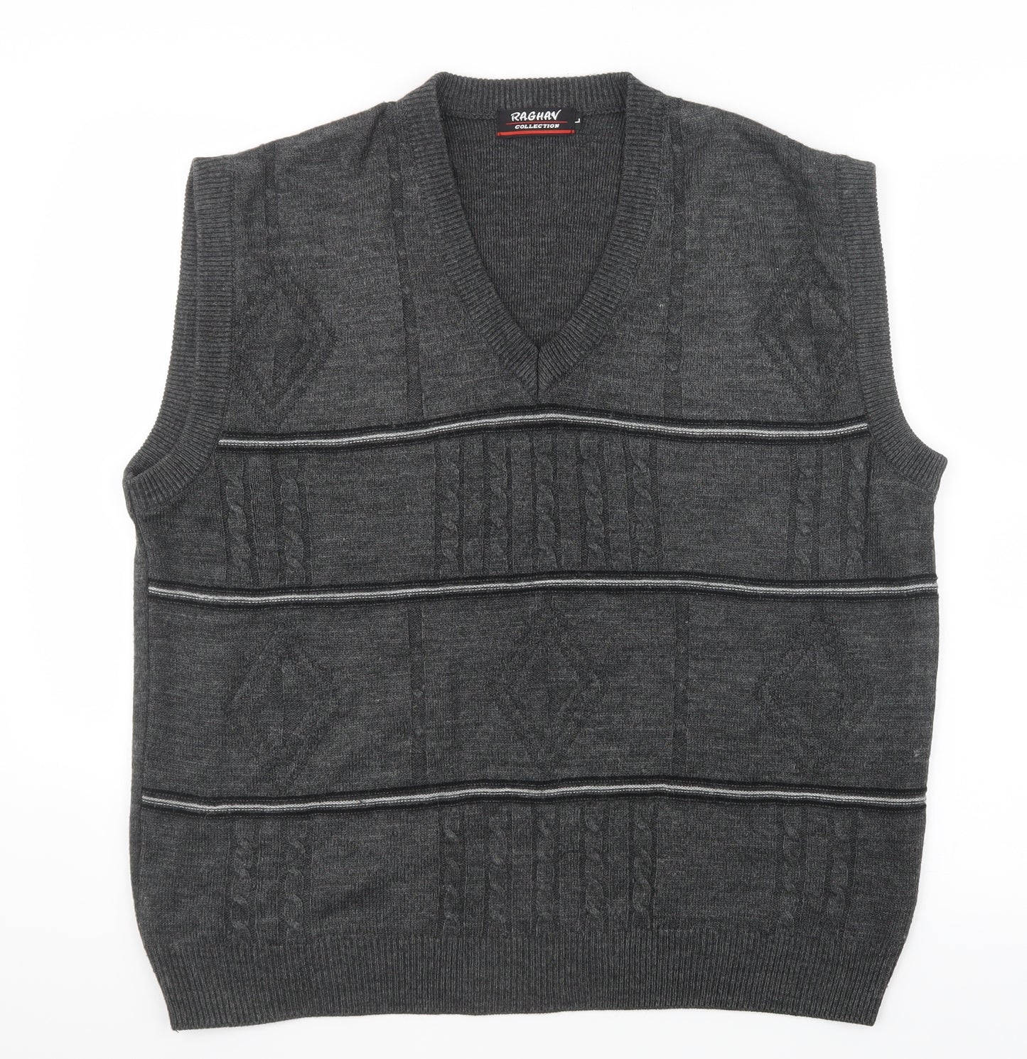 Raghav Mens Grey  Knit Pullover Jumper Size L