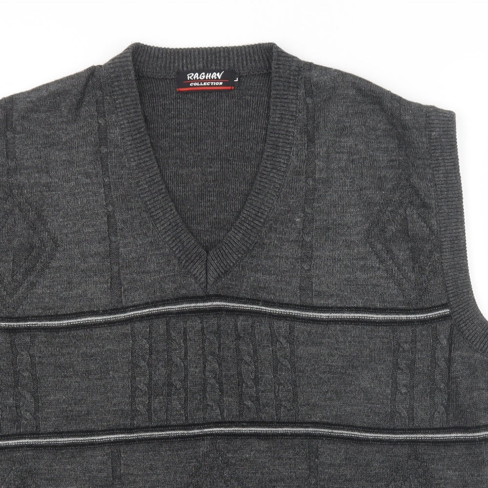 Raghav Mens Grey  Knit Pullover Jumper Size L