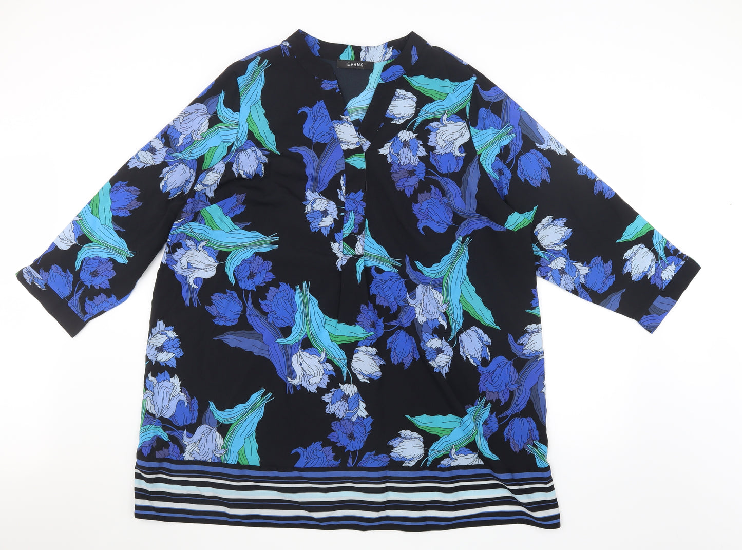Evans Womens Blue Floral  Basic Blouse Size 22