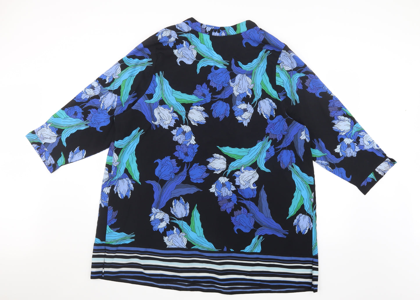 Evans Womens Blue Floral  Basic Blouse Size 22