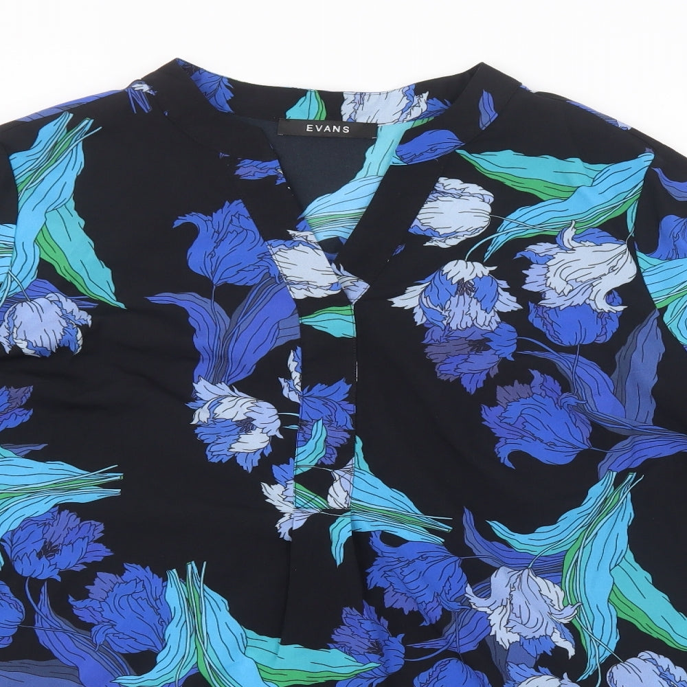 Evans Womens Blue Floral  Basic Blouse Size 22