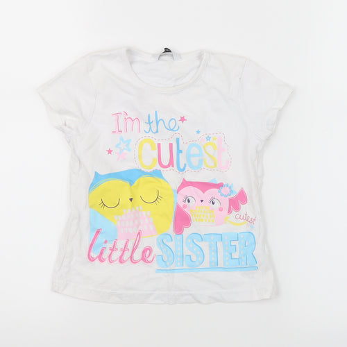George Girls White   Basic T-Shirt Size 3-4 Years