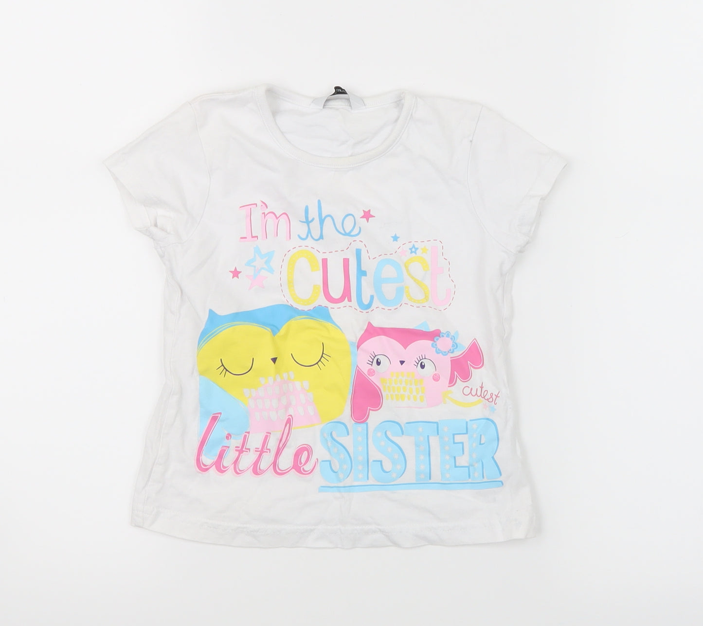 George Girls White   Basic T-Shirt Size 3-4 Years